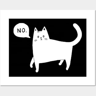 Black Cat Says No - White Posters and Art